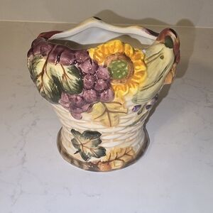 Colorful Ceramic Vase with Floral Design
